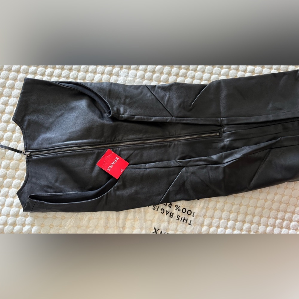 SPANX Black Faux Leather Sheath Dress 
Size M original Price $228 - Picture 9 of 17